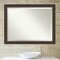 Beveled Wood Bathroom Wall Mirror, Cyprus Walnut Narrow Frame